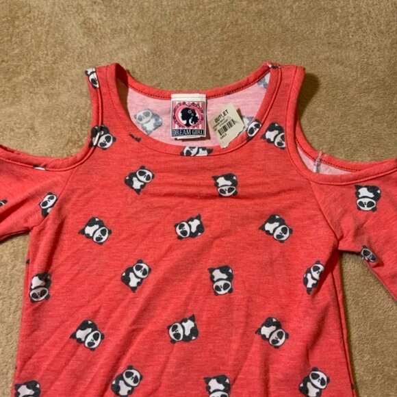 Dreamgirl Sz 7/8 Peach Cold Shoulder Hi-low Long Sleeve‎ Round Neck Panda (E) - Picture 4 of 8